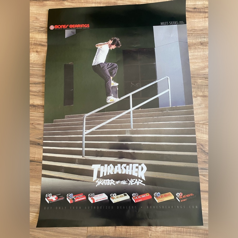 Bones bearings Thrasher skateboard poster
Powell Peralta tony hawk vans HUF